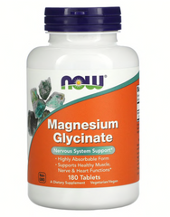 Магний глицинат, Magnesium Glycinate, Now Foods, 200 мг, 180 таблеток