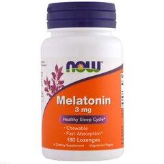 Мелатонин, Melatonin, Now Foods, 3 мг, 180 леденцов