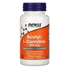 Ацетил-Л-карнитин, Acetyl-L-Carnitine, Now Foods, 500 мг 50 капсул