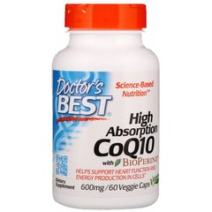 Коэнзим Q10 с высокой степенью поглощения с биоперином, High Absorbnion CoQ10 with Bioperine, Doctor's Best, 600 мг, 60 капсул