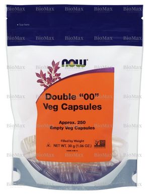 Пустые капсулы "00", Double "00" Vcaps, Now Foods, 250 капсул