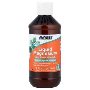 Магній, Magnesium, Now Foods, з концентрату мікроелементів, рідкий, 237 мл
