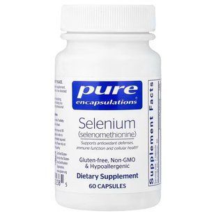 Селен (селенометионин), Selenium (selenomethionine), Pure Encapsulations, для поддержки иммунной системы, предстательной железы, коллагена и щитовидной железы, 200 мкг, 60 капсул