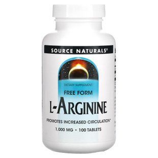 Аргінін, L-Arginine, Source Naturals, вільна форма, 1000 мг, 100 таблеток