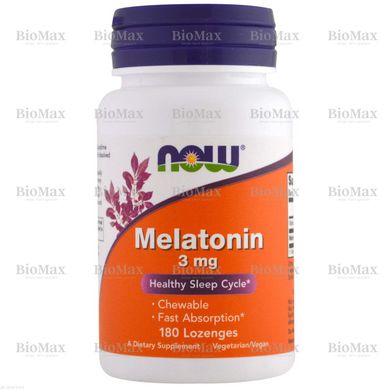 Мелатонін, Melatonin, Now Foods, 3 мг, 180 льодяників