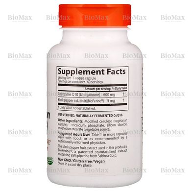 Коензим Q10 з високим ступенем поглинання з біоперіном, High Absorbnion CoQ10 with Bioperine, Doctor's Best, 600 мг, 60 капсул