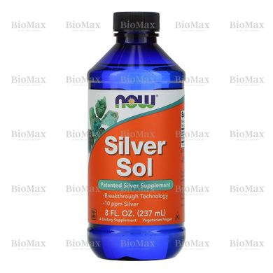 Колоїдне срібло, Silver Sol, Now Foods, 50 мкг 237 мл