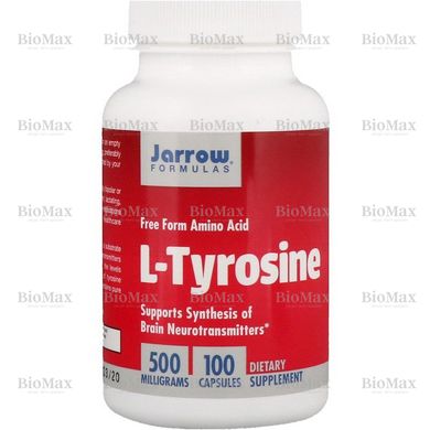 L-Тірозін, L-Tyrosine, Jarrow Formulas, 500 мг, 100 капсул