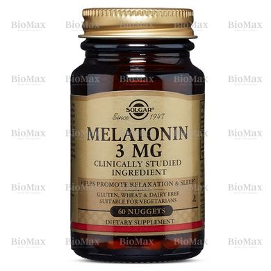 Мелатонін, Melatonin, Solgar, 3 мг, 60 жувальних таблеток