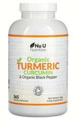 Куркумин с черным перцем, Curcumin & Organic Black Pepper, Nu U Nutrition, 365 веганских капсул
