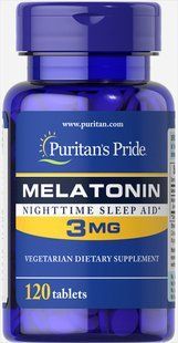 Мелатонін, Melatonin, Puritan's Pride, 3 мг, 120 таблеток
