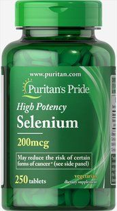 Селен, Selenium, Puritan's Pride, 200 мг, 250 таблеток