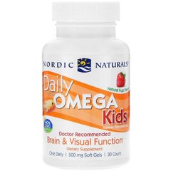 Рыбий жир для детей, ежедневное употребление, Омега 3, Daily Omega Kids, Nordic Naturals, 500 мг, 30 капсул
