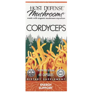 Кордицепс, Cordyceps, Fungi Perfecti, Host Defense, для захисту організму, енергетична підтримка, 1 г, 60 вегетаріанських капсул