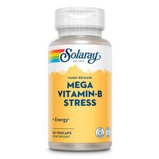 Вітаміни групи B з поступовим вивільненням, Mega Vitamin-B Stress, Solaray, 60 вегетаріанських капсул