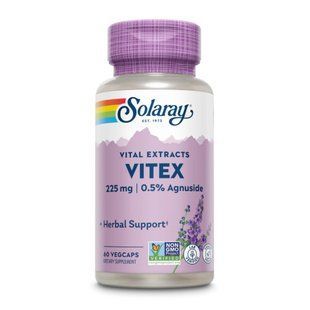 Витекс священный, Vitex, Solaray, Vital Extracts, 225 мг, 60 вегетарианских капсул