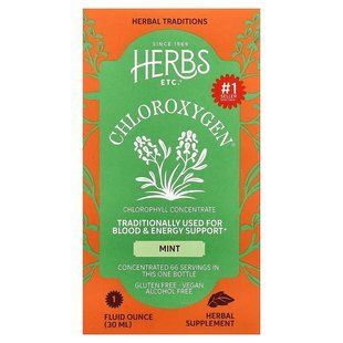 Концентрат хлорофилла, без спирта, ChlorOxygen, Chlorophyll Concentrate, Herbs Etc., со вкусом мяты, 30 мл