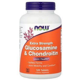 Глюкозамин и хондроитин, Glucosamine & Chondroitin, Now Foods, экстра сила, 120 таблеток