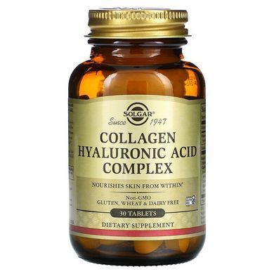 Коллаген и Гиалуроновая кислота, комплекс. Hyaluronic Acid, Solgar, 120 мг, 30 таблеток