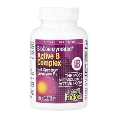 Активный комплекс витаминов группы B, BioCoenzymated Active B Complex, Natural Factors, 60 вегетарианских капсул