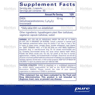 ДГЭА, дегидроэпиандростерон, DHEA, Pure Encapsulations, 10 мг, 180 капсул