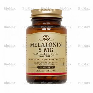 Мелатонін, Melatonin, Solgar, 5 мг, 60 жувальних таблеток