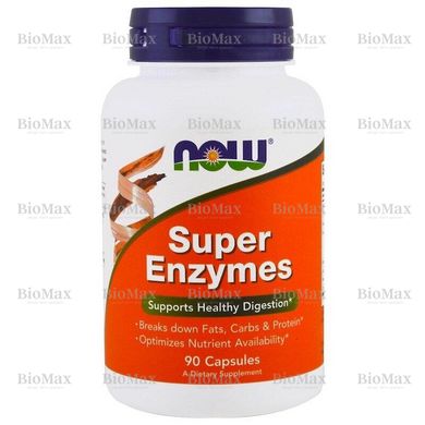 Пищеварительные ферменты, Супер Энзимы, Super Enzymes, Now Foods, 90 капсул