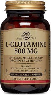 L-глутамін, L-Glutamine, Solgar, 500 мг, 100 вегетаріанських капсул