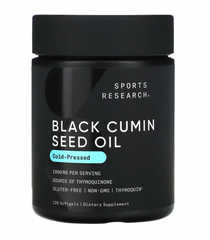 Олія чорного кмину холодного віджиму, Black Cumin Seed Oil, Sports Research, 1000 мг, 120 капсул (500 мг на капсулу)