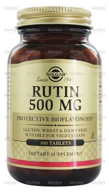 Рутін, Rutin, Solgar, 500 мг, 100 таблеток