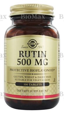 Рутин, Rutin, Solgar, 500 мг, 100 таблеток