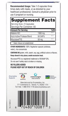 Бетаїн гідрохлорид, Betaine HCI, Enzymedica, 120 капсул