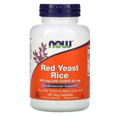 Красный дрожжевой рис, Red Yeast Rice, Now Foods, 600 мг 120 капсул