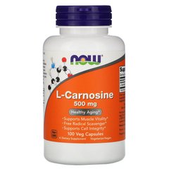 L-Карнозин, L-Carosine, Now Foods, 500 мг, 100 вегетарианских капсул