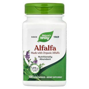 Альфальфа, Alfalfa, Nature's Way, молоді пагони 1215 мг, 100 веганських капсул