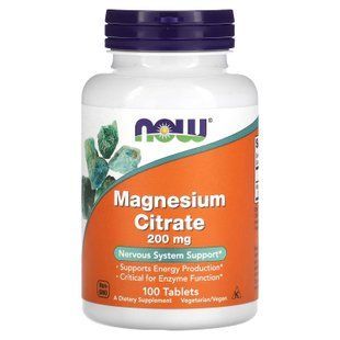 Магній цитрат, Magnesium Citrate, NOW Foods, 200 мг, 100 таблеток