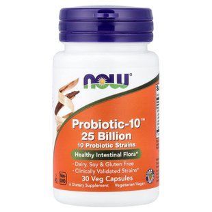 Пробіотик-10, Probiotic-10&trade;, Now Foods, 25 млрд КУО, 30 вегетаріанських капсул