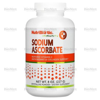 Буферізованние вітамін С, Sodium Ascorbate, NutriBiotic, кристалічний порошок, 227 г