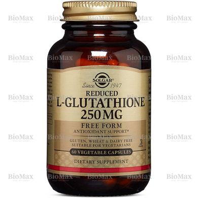 L-Глутатион, L-Glutathione, Solgar, 250 мг, 60 капсул