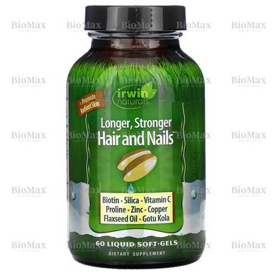 Комплекс для волосся, шкіри та нігтів, Healthy Skin Hair Plus Nails, Irwin Naturals, 60 капсул