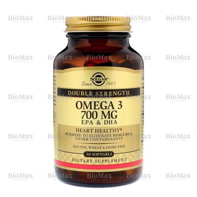 Рыбий жир, Омега 3, Omega 3, Solgar, 700 мг, 60 капсул