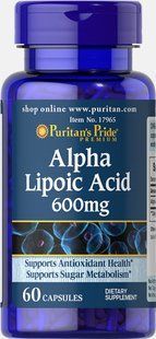 Альфа-ліпоєва кислота, Alpha Lipoic Acid, Puritan's Pride, 600 мг, 60 капсул