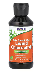 Хлорофіл рідкий, Liquid Chlorophyll, NOW Foods, екстра-сила, смак м'яти, 118 мл