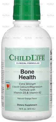 Здоровье костей, жидкий кальциево-магниевый состав с витаминами D3 и K2 и натуральным апельсином, ChildLife Clin/icals, 473 мл