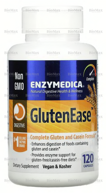 Ферменти для перетравлення глютену, GlutenEase, Enzymedica, 120 капсул