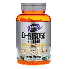 D-рибоза, D-Ribose, Now Foods, 750 мг, 120 растительных капсул