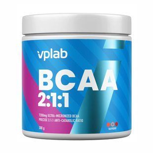 Аминокислоты BCAA, BCAA 2:1:1, VPLab, вкус малины, 7,2 г, 300 г