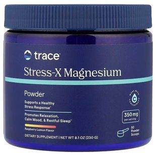 Магний, защита от стресса, Stress-X Magnesium, Trace Minerals Research, порошок, без сахара, малина и лимон, 230 г
