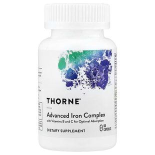 Будівельна формула крові, Advanced Iron Complex, Thorne, вдосконалений комплекс заліза, 60 капсул
