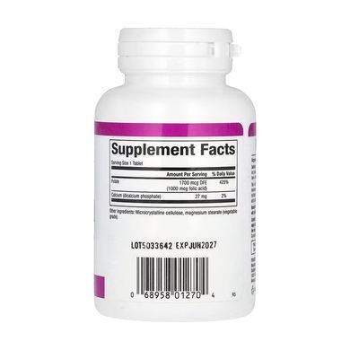 Фолієва кислота, Folic Acid, Natural Factors, 1 мг, 90 таблеток